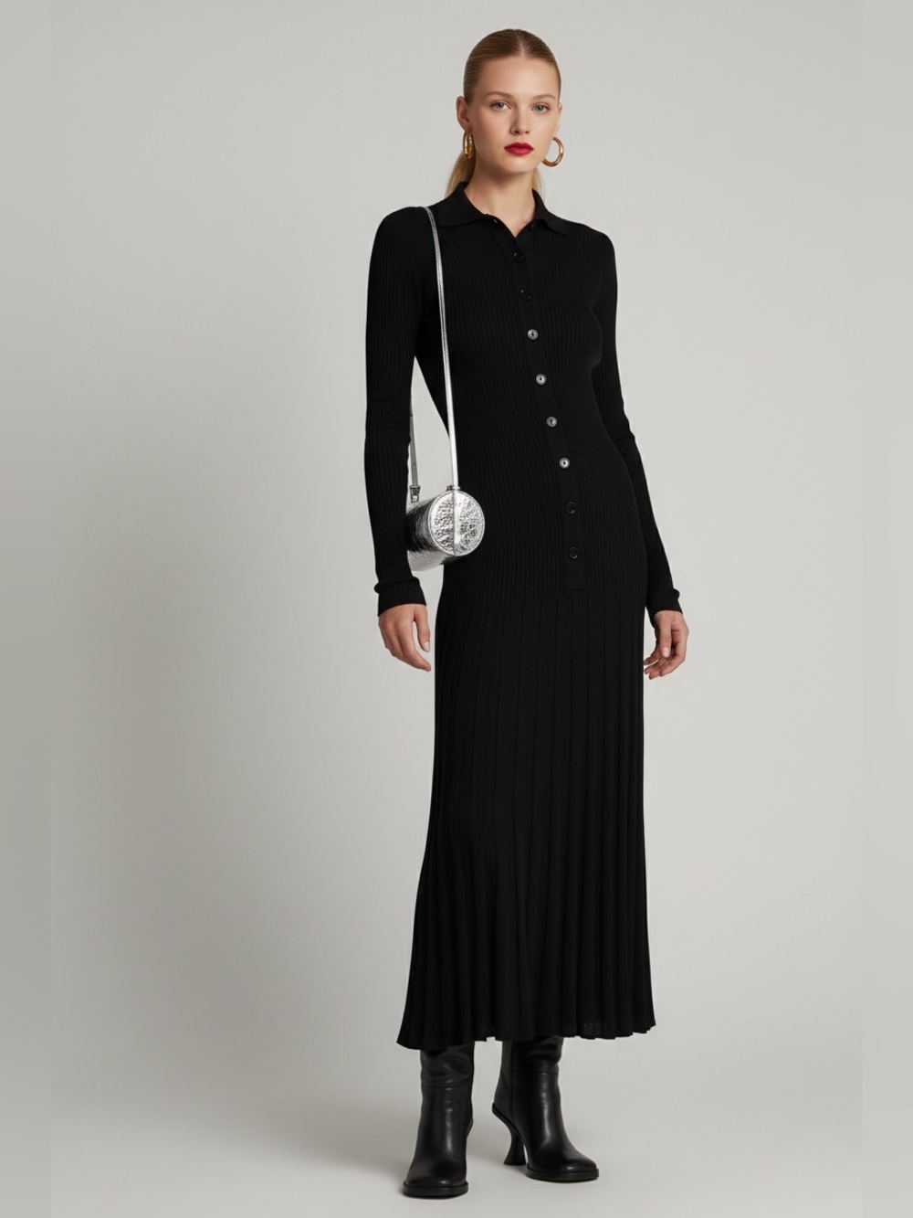 Proenza Schouler Jada Black Ribbed Maxi Dress